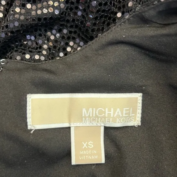Michael Kors Mirror Dot Matte-Jersey Crossover Mini Dress long sleeve belted