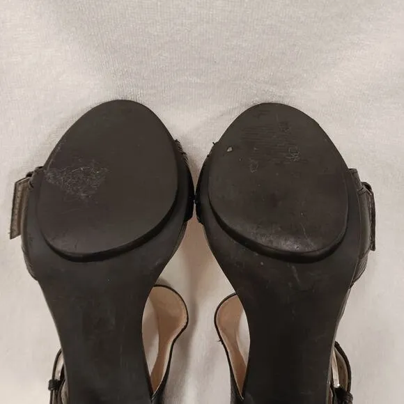 Michael Michael Kors 5&quot; Stilettos Sz 7.5 BLACK LEATHER Heels MODERN Buckles City
