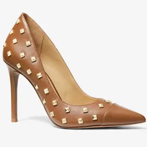 MICHAEL Michael Kors Keke Studded Tan Leather Pump Size 7