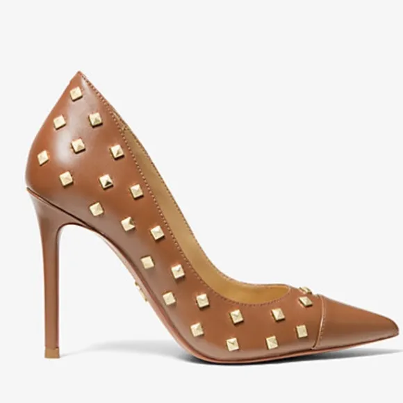 MICHAEL Michael Kors Keke Studded Tan Leather Pump Size 7