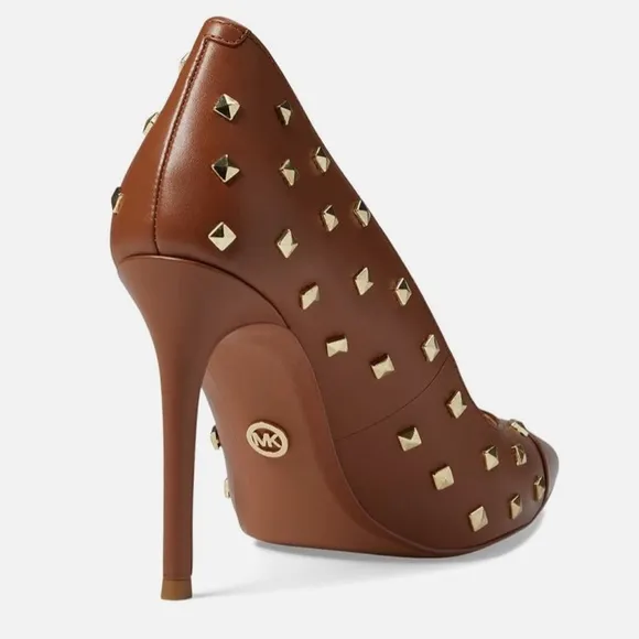 MICHAEL Michael Kors Keke Studded Tan Leather Pump Size 7