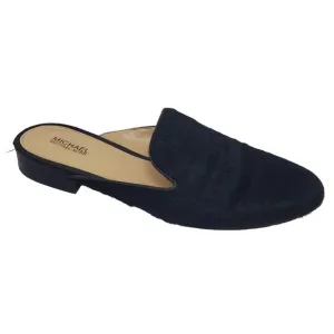 Michael MICHAEL KORS Natasha Black Calf-Hair Low Heel Flats Slides Mules Sz 7M