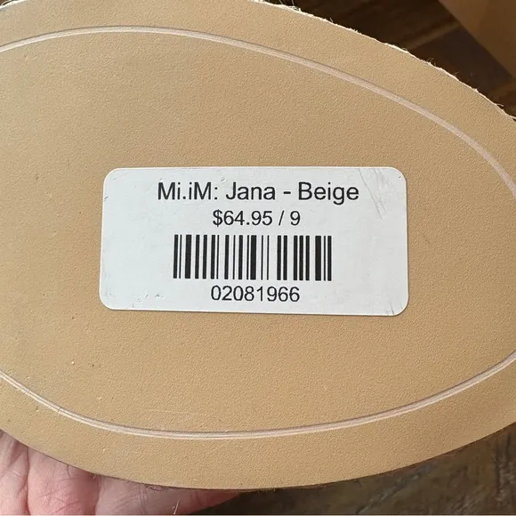 Mi.iM Jana Beige Espadrille Heeled Sandals Womens 9 Wedding Vacation Summer NWT