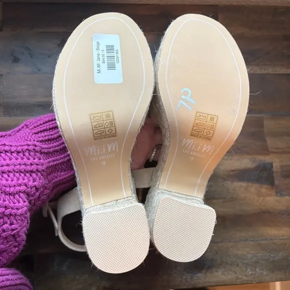 Mi.iM Jana Beige Espadrille Heeled Sandals Womens 9 Wedding Vacation Summer NWT