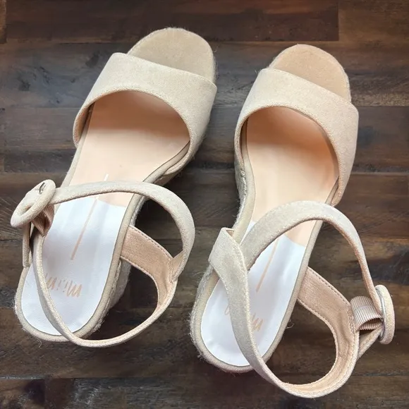 Mi.iM Jana Beige Espadrille Heeled Sandals Womens 9 Wedding Vacation Summer NWT