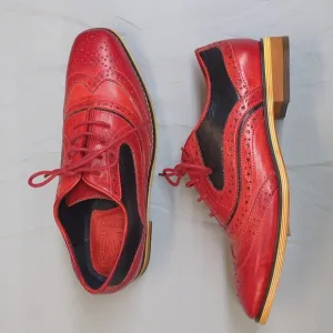 Mikcon Men’s Oxford Shoe Red/Black US 8 EU 39 Leather Wingtip Dress Shoes