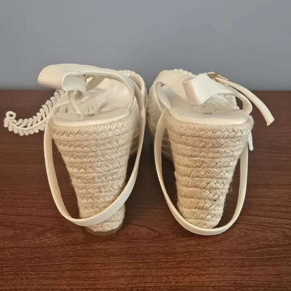 MiLanolce Women's Platform Sandals Wedge Open Toe Ankle Strap lace Wedding 8.5