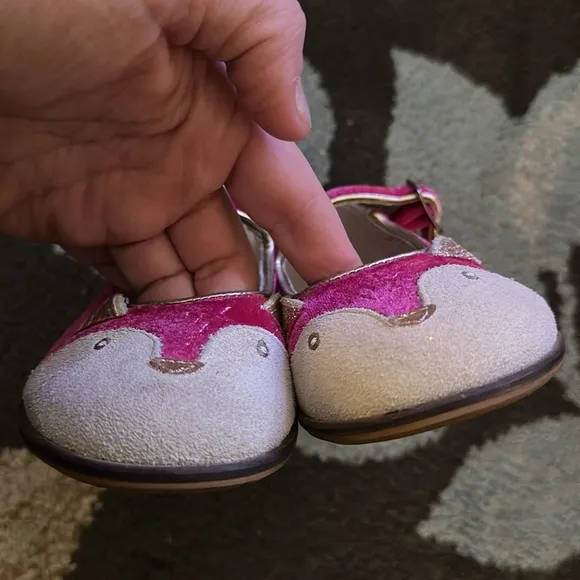 Mini Boden Kids Pink Velvety Fox Shoes Size 28