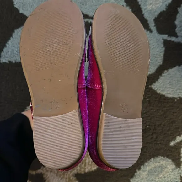 Mini Boden Kids Pink Velvety Fox Shoes Size 28