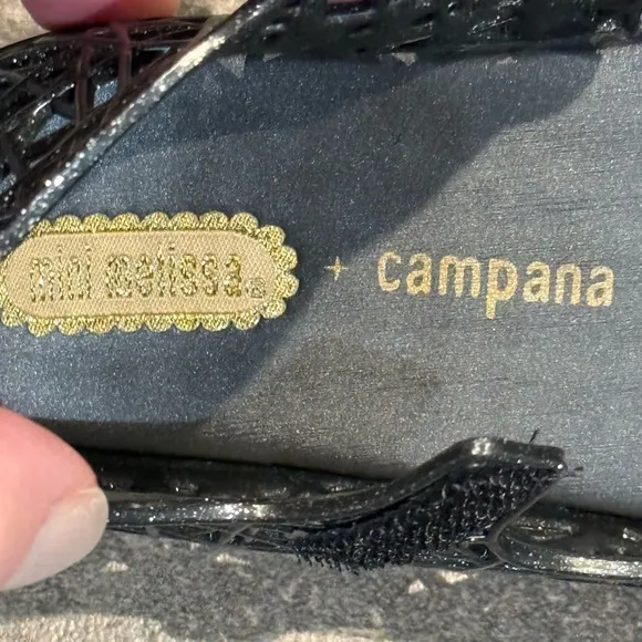 Mini Melissa Campana Papel black/silver glitter shoes
