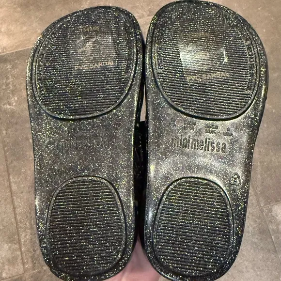 Mini Melissa Campana Papel black/silver glitter shoes