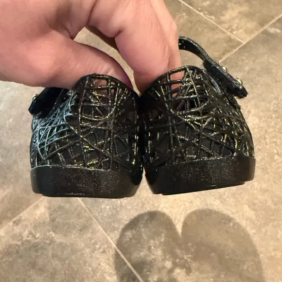 Mini Melissa Campana Papel black/silver glitter shoes