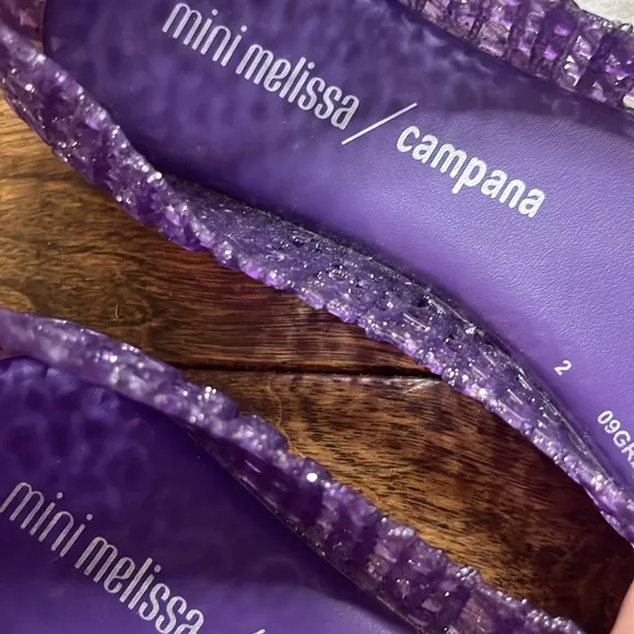 Mini Melissa Jelly Compana, Purple Glitter, size 3