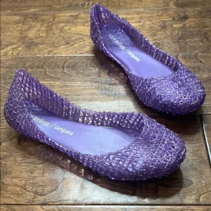 Mini Melissa Jelly Compana, Purple Glitter, size 3