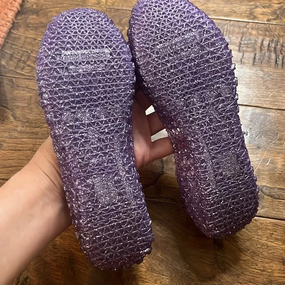 Mini Melissa Jelly Compana, Purple Glitter, size 3