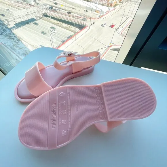 MINI MELISSA MAR Sandal RosaPink  Glitter Kid's Girly Girl Flat Shoes Size 12