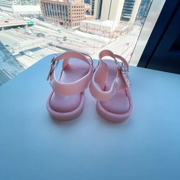 MINI MELISSA MAR Sandal RosaPink  Glitter Kid's Girly Girl Flat Shoes Size 12