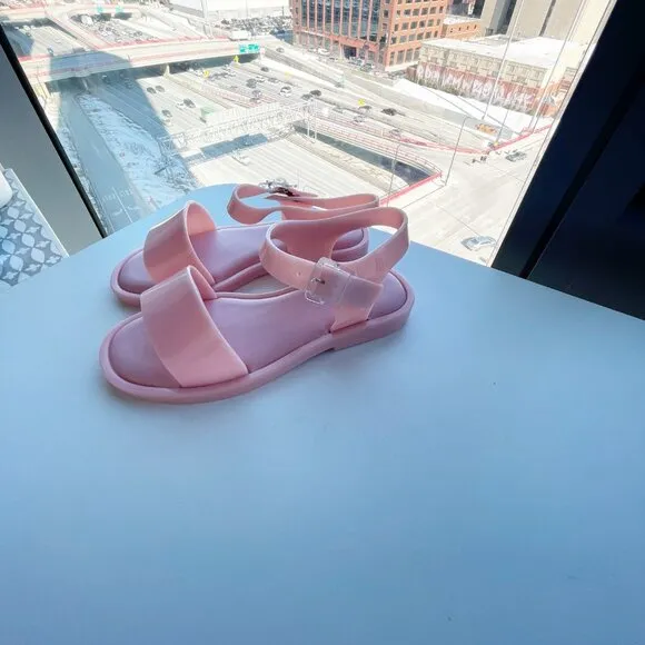 MINI MELISSA MAR Sandal RosaPink  Glitter Kid's Girly Girl Flat Shoes Size 12