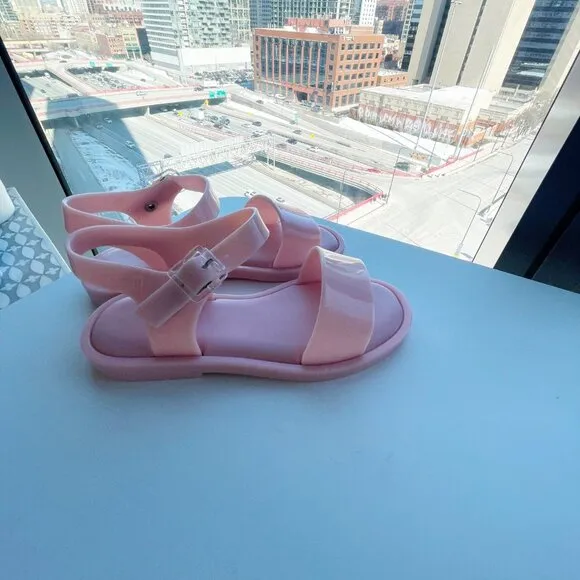 MINI MELISSA MAR Sandal RosaPink  Glitter Kid's Girly Girl Flat Shoes Size 12