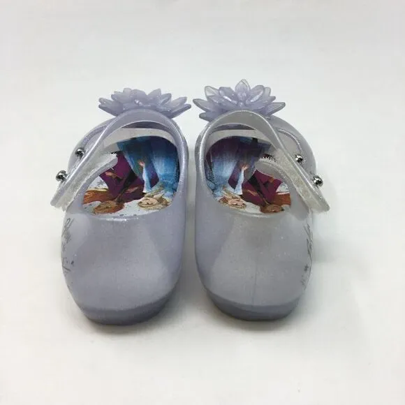 Mini Melissa Girls Shoe Blue Size 5 Toddler Mary Jane Frozen Flower Glitter Flat