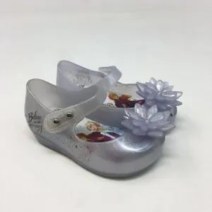 Mini Melissa Girls Shoe Blue Size 5 Toddler Mary Jane Frozen Flower Glitter Flat