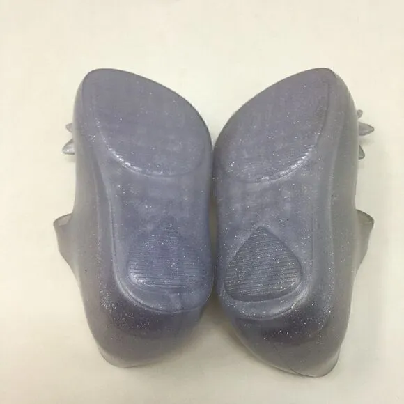 Mini Melissa Girls Shoe Blue Size 5 Toddler Mary Jane Frozen Flower Glitter Flat