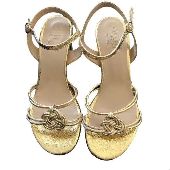 Minuit Sur Terre Gold Porto Heeled Sandals EU 39