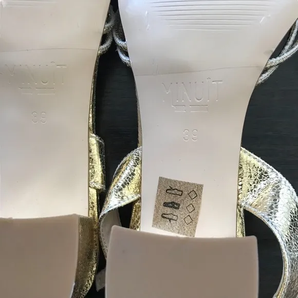 Minuit Sur Terre Gold Porto Heeled Sandals EU 39