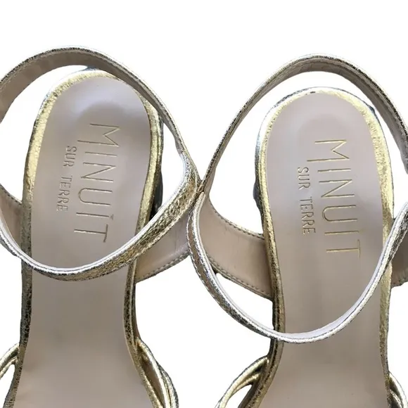 Minuit Sur Terre Gold Porto Heeled Sandals EU 39