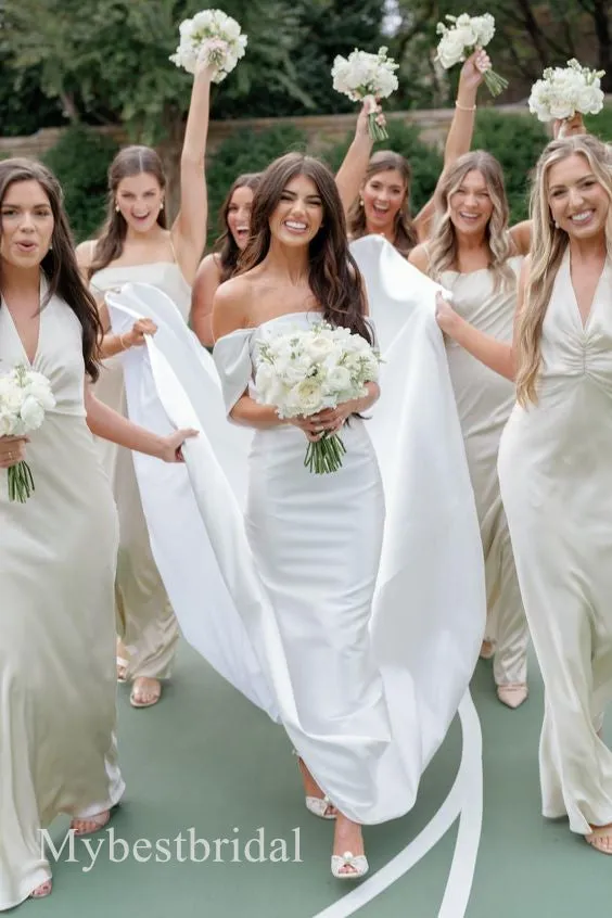 Mismatched V-neck Sleeveless  Mermaid Bridesmaid  Dressess, BDS0386