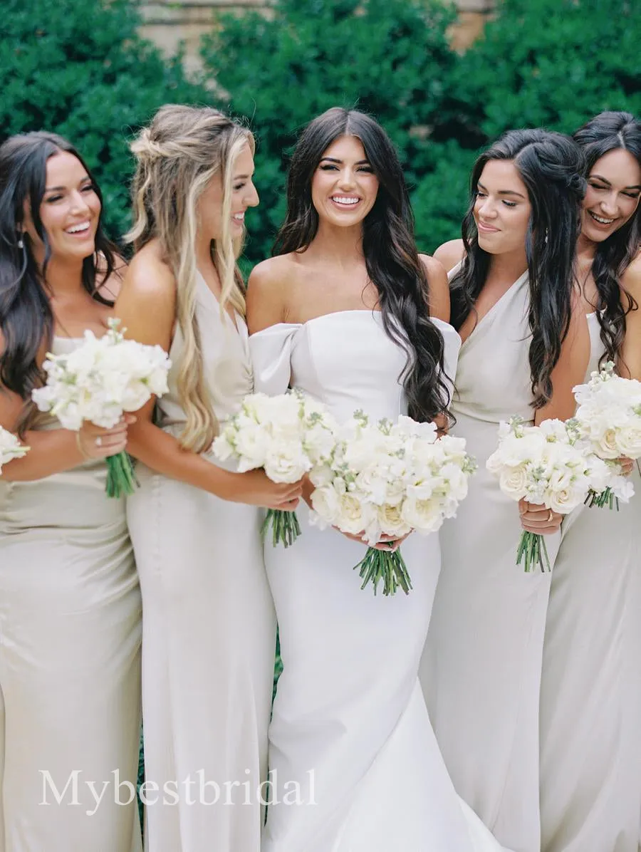 Mismatched V-neck Sleeveless  Mermaid Bridesmaid  Dressess, BDS0386
