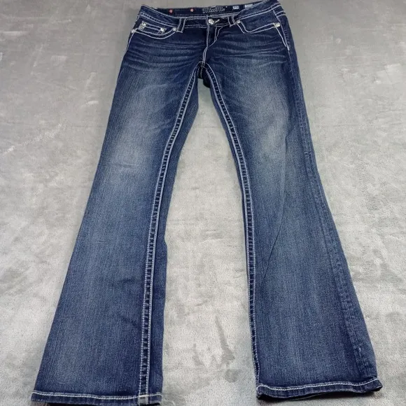 Miss Me Womens Boot Jeans Sz 30 Mid Rise Slim Boot Rhinestone Embellished Glam
