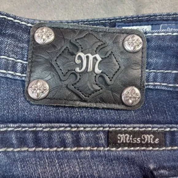Miss Me Womens Boot Jeans Sz 30 Mid Rise Slim Boot Rhinestone Embellished Glam