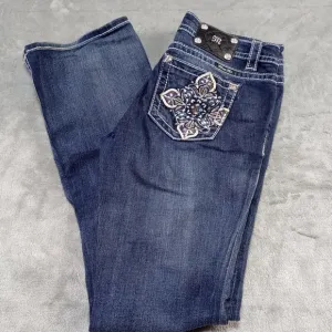 Miss Me Womens Boot Jeans Sz 30 Mid Rise Slim Boot Rhinestone Embellished Glam