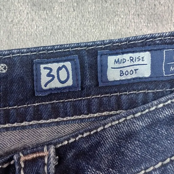 Miss Me Womens Boot Jeans Sz 30 Mid Rise Slim Boot Rhinestone Embellished Glam
