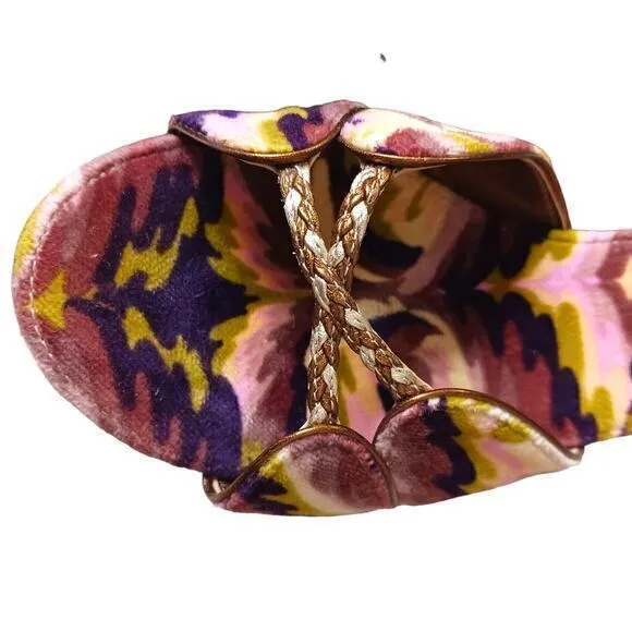 MISSONI Heels Sandals Size 5‎ or 35 High Wedge Ankle Straps Purple Green Gold