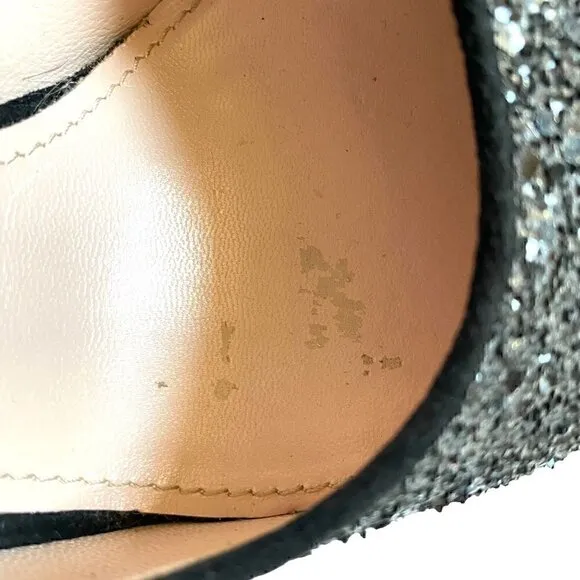 Miu Miu Black Glitter Closed Toe Platform Shoes size EU 38.5 US 8.5 Barbie
