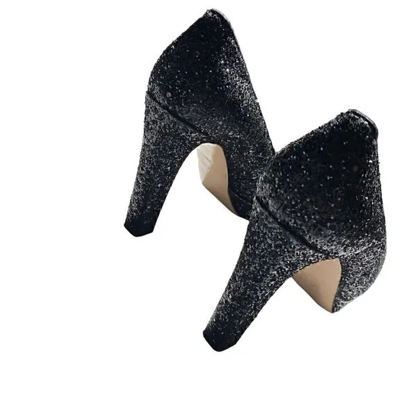 Miu Miu Black Glitter Closed Toe Platform Shoes size EU 38.5 US 8.5 Barbie
