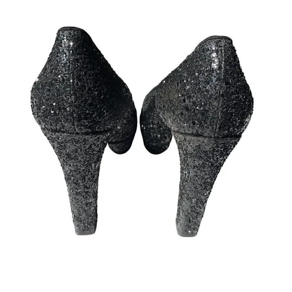 Miu Miu Black Glitter Closed Toe Platform Shoes size EU 38.5 US 8.5 Barbie