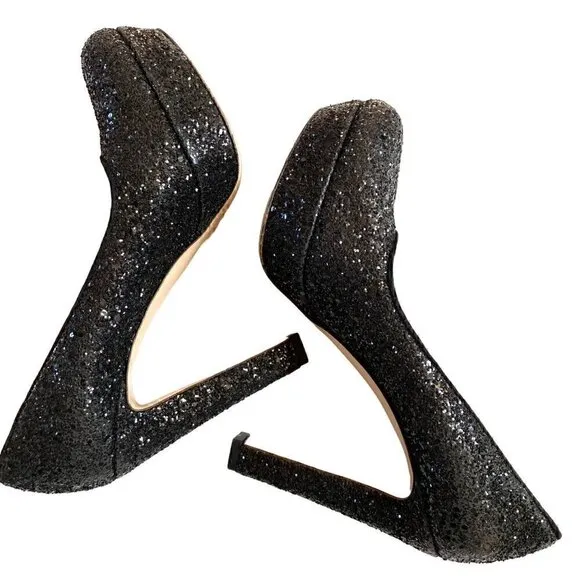 Miu Miu Black Glitter Closed Toe Platform Shoes size EU 38.5 US 8.5 Barbie