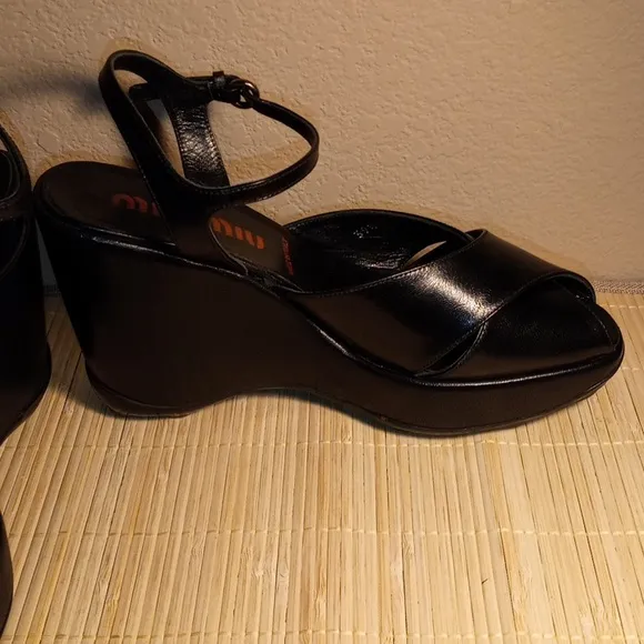 MIU MIU Black Women's Sandals Platforms EU Size 39.5