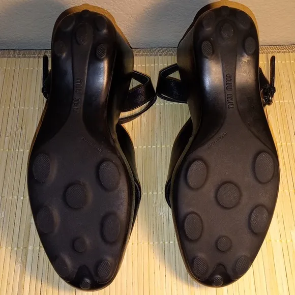 MIU MIU Black Women's Sandals Platforms EU Size 39.5