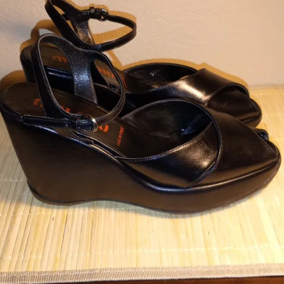 MIU MIU Black Women's Sandals Platforms EU Size 39.5