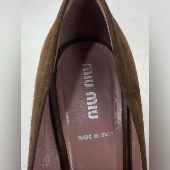 Miu Miu by Prada Brown Suede Women's Heels Size 37.5