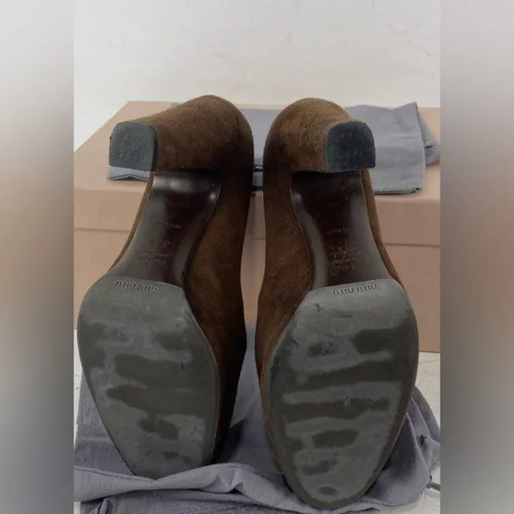 Miu Miu by Prada Brown Suede Women's Heels Size 37.5