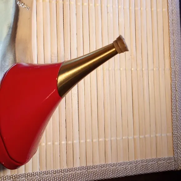 MIU MIU Candy Apple Red Patent Leather/Gold Medal Peep Toe Slingback Heels Sz 40