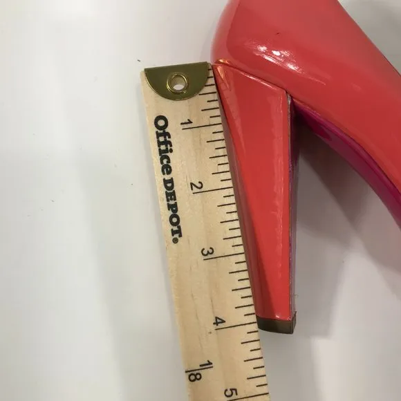 MIU MIU Shoes Womens 6 EU 36.5 Coral Orange Patent Leather Heels Bow Designer