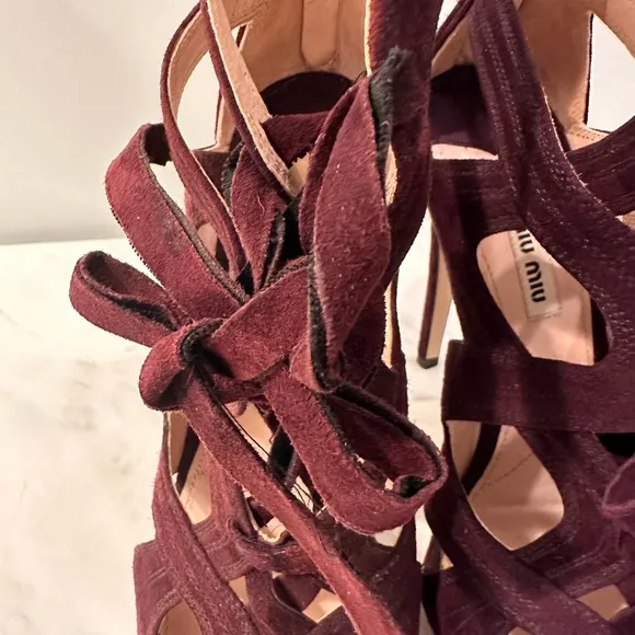 MIU MIU Suede purple caged gladiator heels/sandals/pumps Size 39