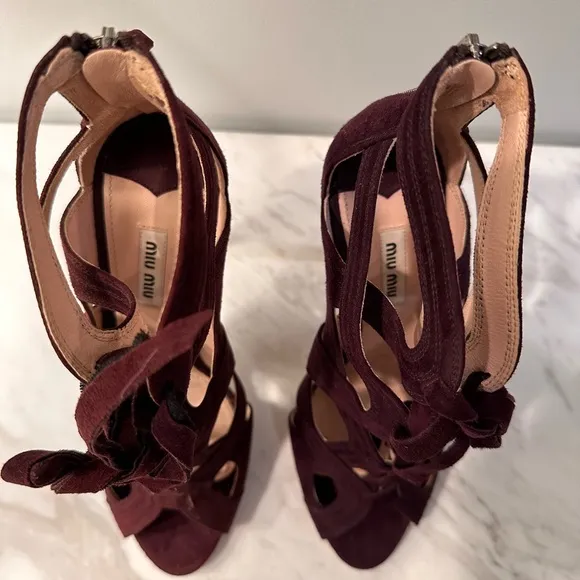 MIU MIU Suede purple caged gladiator heels/sandals/pumps Size 39