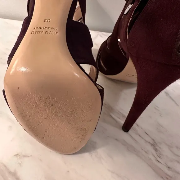MIU MIU Suede purple caged gladiator heels/sandals/pumps Size 39